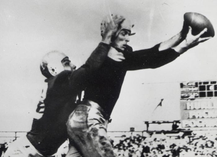 Hutson, in full stretch.